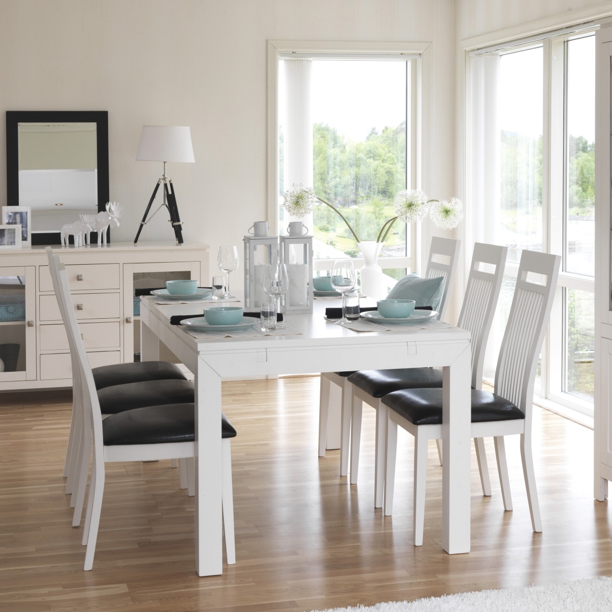 Matgrupp: Fargo matbord, topp 25 mm - Vit + stolar - - Trendrum.se