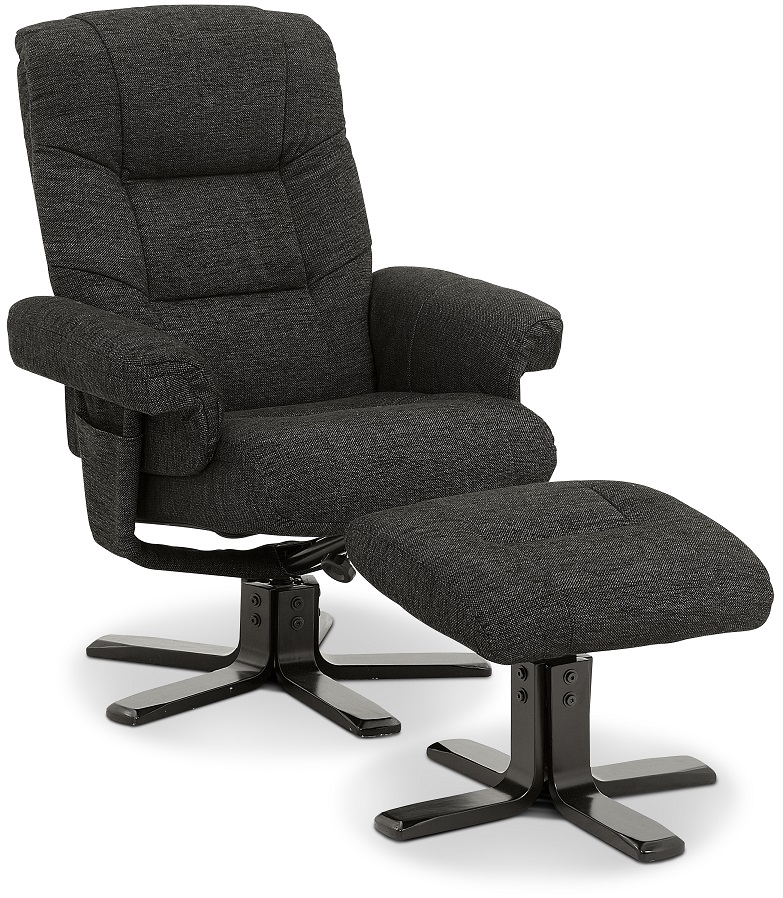 Oslo reclinerfåtölj med pall Cortina svart 6395 kr