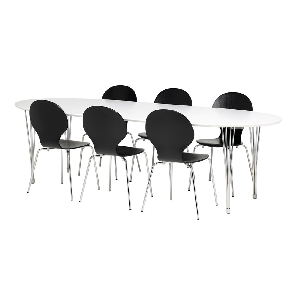 Matgrupp: loa matbord vit med 2 iläggskivor 4 x creo stol ...