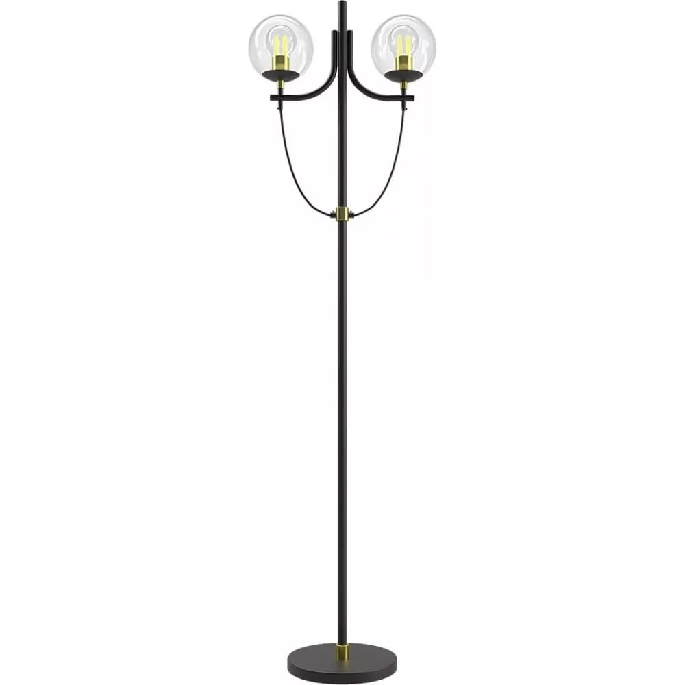 Glaslykta golvlampa - Mässing / Klarglas / Svart