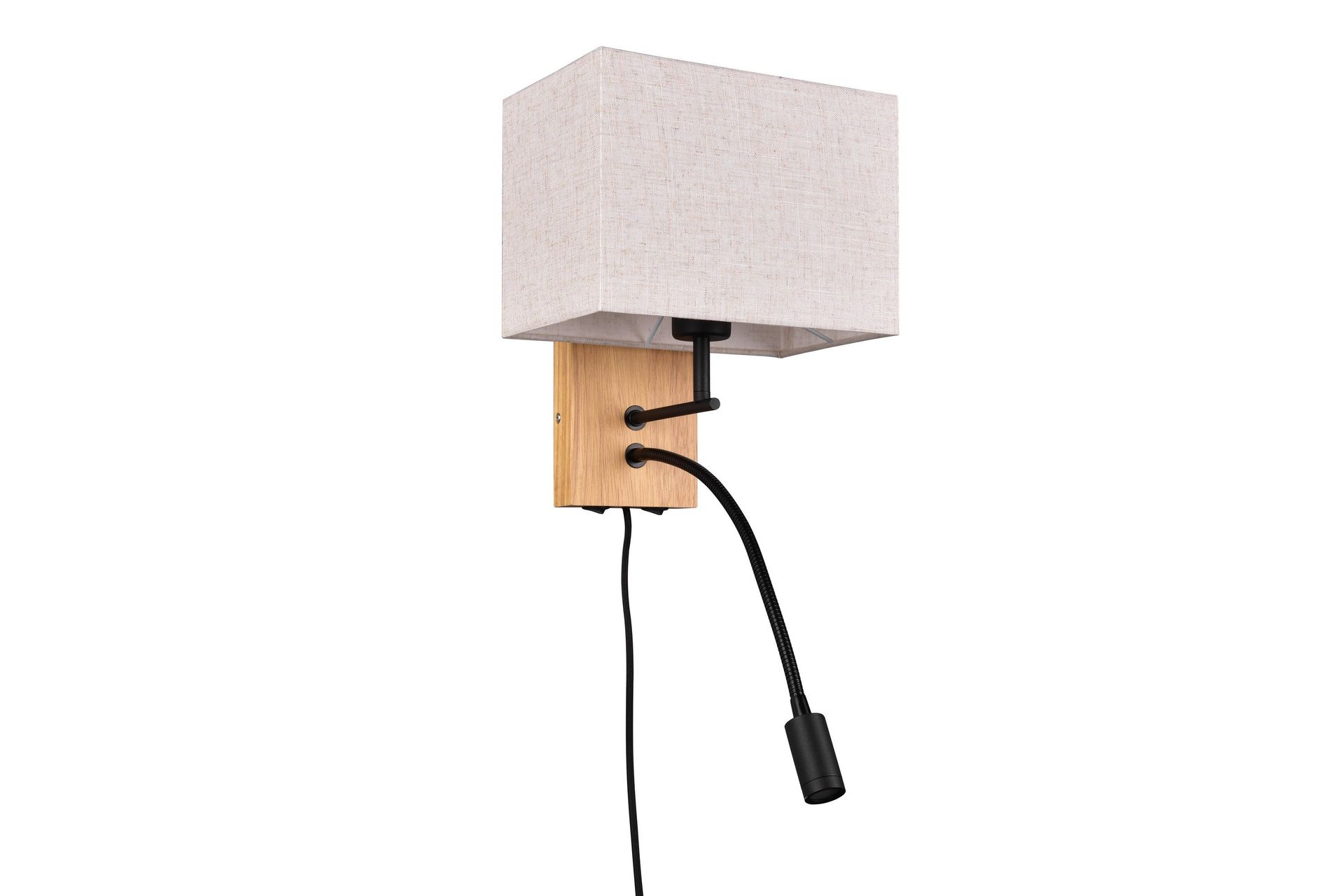 Nilam Vägglampa med läslampa 25 cm LED + E27 trä