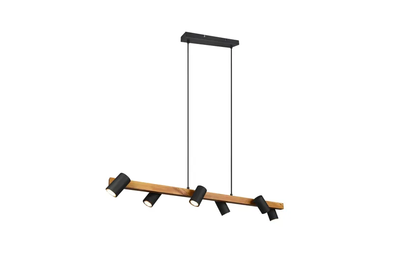 Marley Taklampa 115cm 6L 6xGU10 mattsvart/ trä, Matt svart/Trä