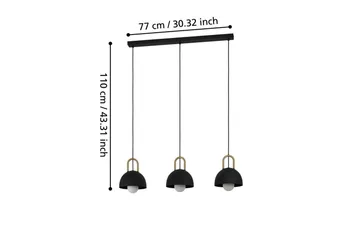 Takpendel Eglo Calmanera med 3 Lampor Svart, Mässing - Svart/Mässing - Products - Belysning - Lampor & belysning inomhus - Taklampa & takbelysning - Pendellampa & hänglampa