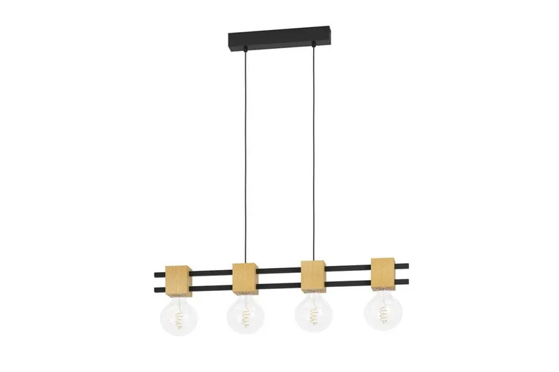 Takpendel Eglo Levantara Svart/Trä med 4 Lampor