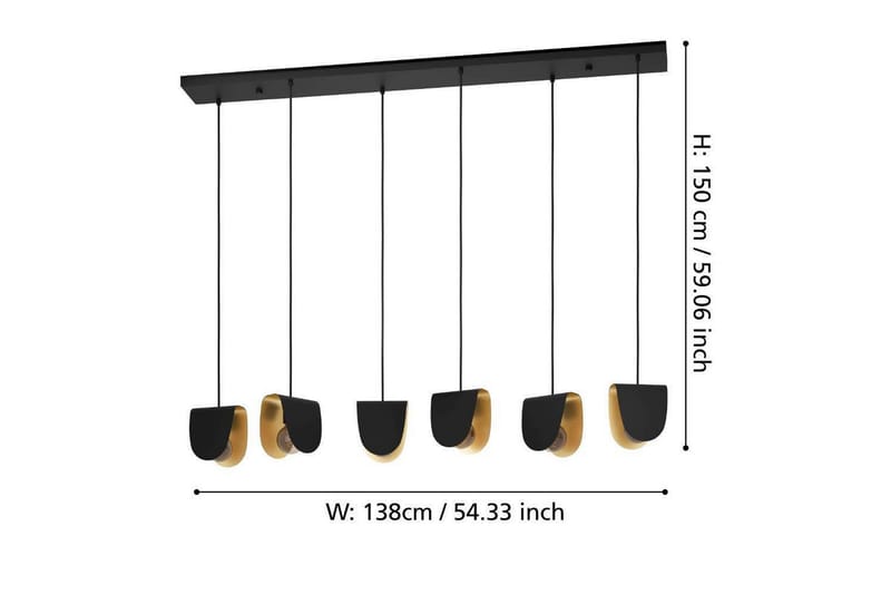 Takpendel Eglo Serenara Svart/Guld med 6 Lampor - Products - Belysning - Lampor & belysning inomhus - Taklampa & takbelysning - Pendellampa & hänglampa