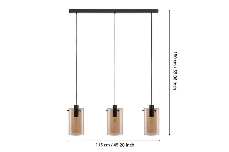 Takpendel Eglo Polverara Svart/Amber 3 Lampor - 3 Lampor - Products - Belysning - Lampor & belysning inomhus - Taklampa & takbelysning - Pendellampa & hänglampa