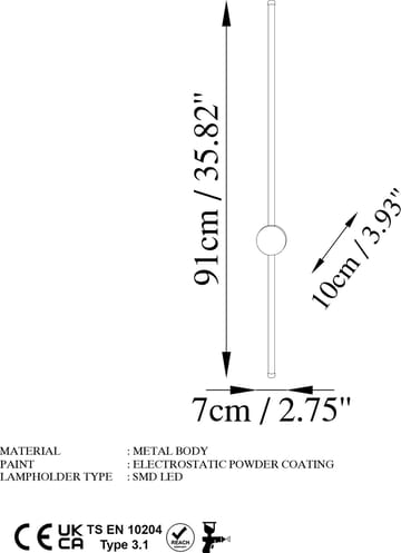 Vägglampa Glavo 91 cm - Svart - Products - Belysning - Lampor & belysning inomhus - Vägglampa - Väggplafond