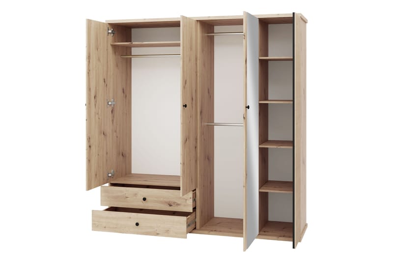 Aldbrough Garderob med Spegel 200x213 cm - Brun/Svart - Products - Förvaring - Garderober & garderobssystem