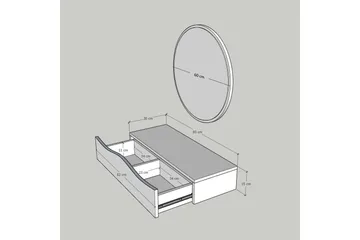 Princesse Väggskåp med Spegel 82 cm - Valnöt - Products - Förvaring - Badrumsförvaring - Spegelskåp