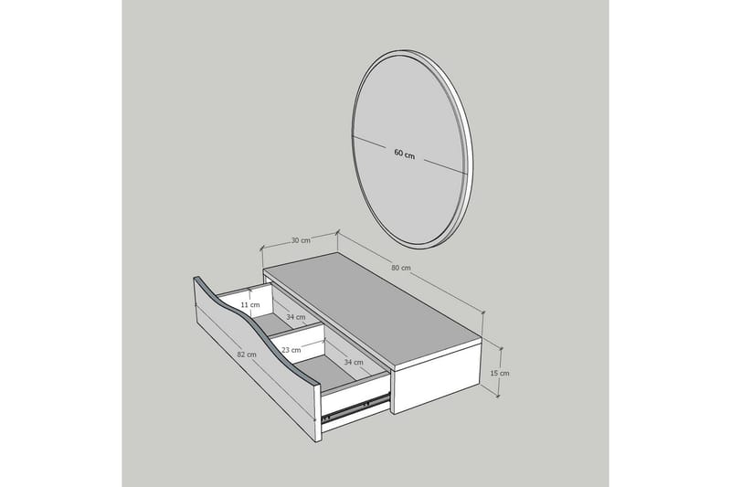 Princesse Väggskåp med Spegel 82 cm - Valnöt - Products - Förvaring - Badrumsförvaring - Spegelskåp