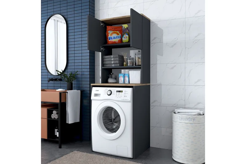 Ramdev Highboard - Valnöt/Antracit - Products - Förvaring - Badrumsförvaring - Tvättställsskåp & kommod
