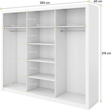 Einar grå garderob 250x215 cm - Grå - Products - Förvaring - Garderober & garderobssystem