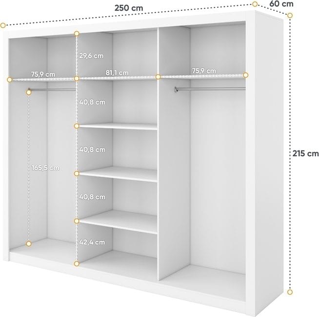 Einar grå garderob 250x215 cm - Grå - Products - Förvaring - Garderober & garderobssystem