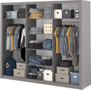 Einar grå garderob 250x215 cm - Grå - Products - Förvaring - Garderober & garderobssystem