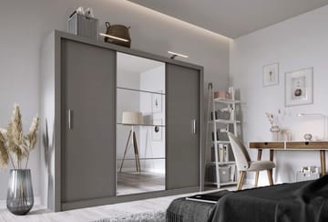 Einar grå garderob 250x215 cm - Grå - Products - Förvaring - Garderober & garderobssystem