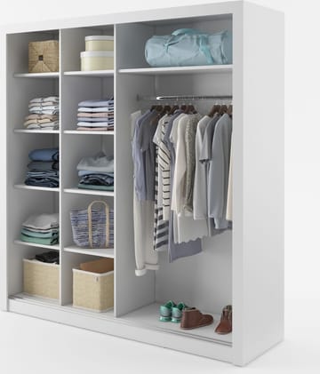 Einar nr 12 vit garderob med spegel och skjutdörrar 215x203 cm - Vit - Products - Förvaring - Garderober & garderobssystem