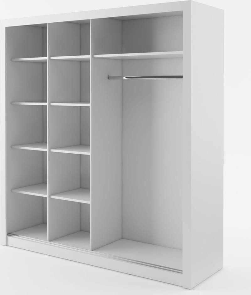 Einar nr 12 vit garderob med spegel och skjutdörrar 215x203 cm - Vit - Products - Förvaring - Garderober & garderobssystem