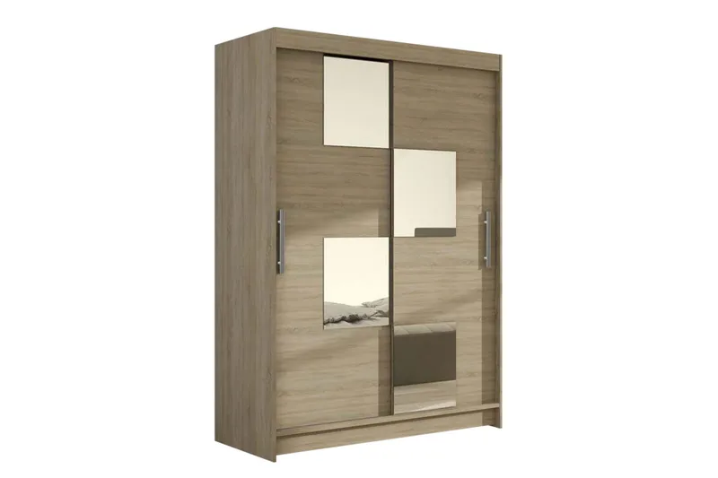 Estella Garderob Skjutdörrar Fyrkantig Spegel - Ek - Products - Förvaring - Garderober & garderobssystem