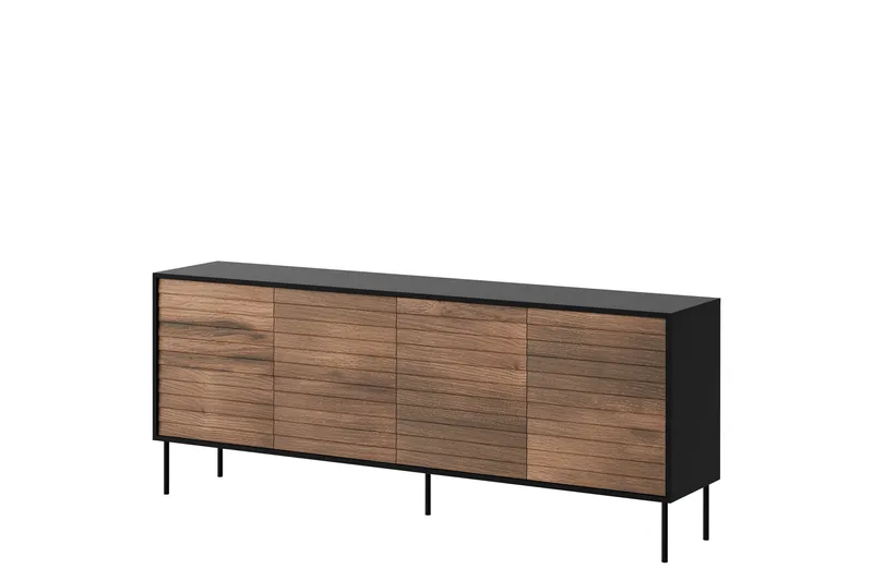 Belonger Byrå 200 cm, Svart/Valnöt