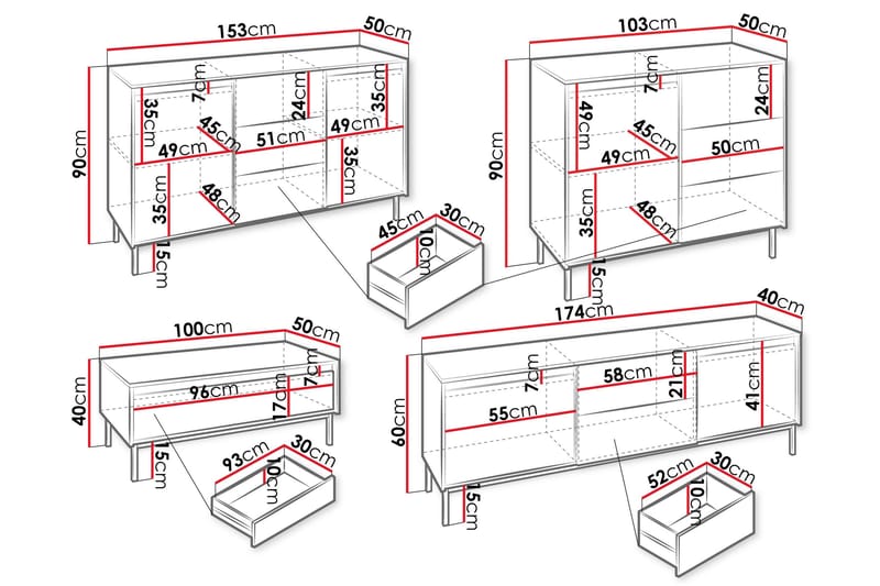 Bjurholm Möbelset För Vardagsrum - Beige - Products - Förvaring - Förvaringsmöbler - Möbelset för vardagsrum