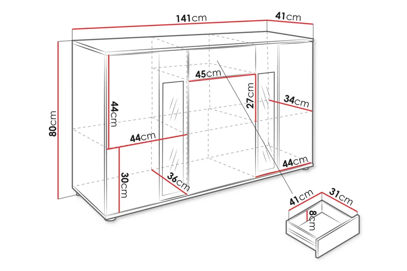Bunta Skänk 141x41 cm - Brun/Vit - Products - Förvaring - Förvaringsmöbler - Sideboard & skänk