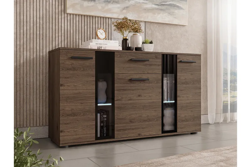 Bunta Skänk 141x41 cm, Svart/Vit