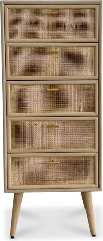 Byrå i rotting med 5 lådor - React - Ljus ek / mässing - Products - Förvaring - Förvaringsmöbler - Byrå - Hallbyrå