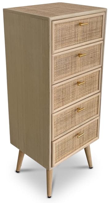 Byrå i rotting med 5 lådor - React - Ljus ek / mässing - Products - Förvaring - Förvaringsmöbler - Byrå - Hallbyrå