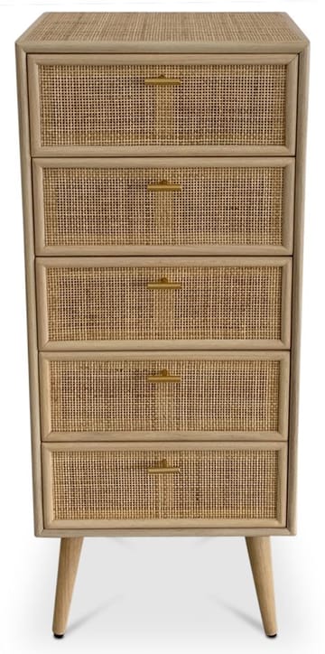 Byrå i rotting med 5 lådor - React - Ljus ek / mässing - Products - Förvaring - Förvaringsmöbler - Byrå - Hallbyrå