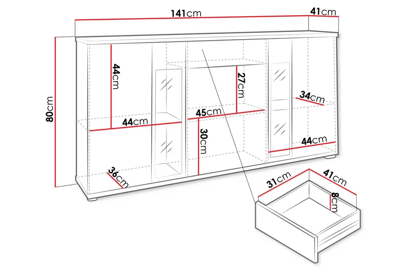 Deardorf Komoda 140 cm - Trä/natur/Vit - Products - Förvaring - Förvaringsmöbler - Byrå - Hallbyrå
