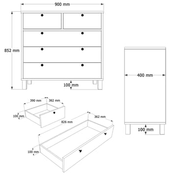 Avero Byrå 90x85,2x40 cm - Vitt och ek - Products - Förvaring - Förvaringsmöbler - Byrå - Hallbyrå