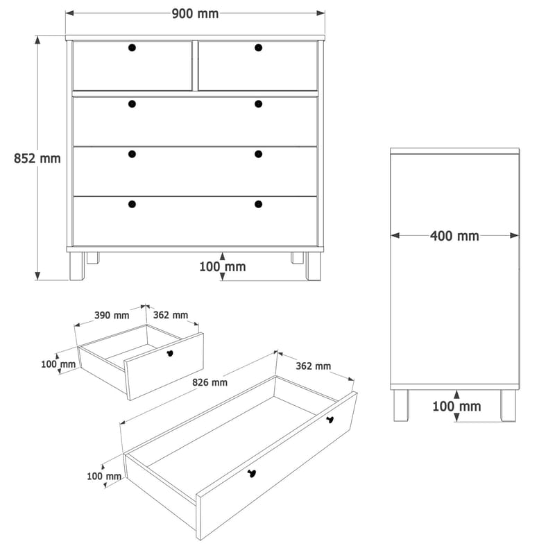 Avero Byrå 90x85,2x40 cm - Vitt och ek - Products - Förvaring - Förvaringsmöbler - Byrå - Hallbyrå