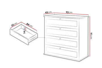 Hammerdal Byrå 92 cm - Vit/Ek - Products - Förvaring - Förvaringsmöbler - Byrå - Hallbyrå