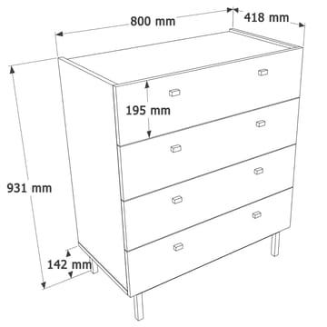 Kamulu Byrå 80x93,1x41,8 cm - sandek - Products - Förvaring - Förvaringsmöbler - Byrå - Hallbyrå