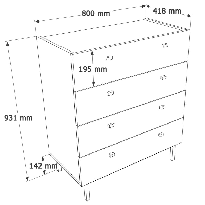 Kamulu Byrå 80x93,1x41,8 cm - sandek - Products - Förvaring - Förvaringsmöbler - Byrå - Hallbyrå