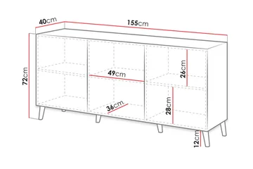 Novaj Byrå 40x155 cm - Rosa/Svart - Products - Förvaring - Förvaringsmöbler - Byrå - Hallbyrå