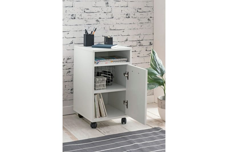 Rullkontejner Wohnling förvaringsbricka, 1 dörr, folierad spånskiva med hjul, modern stil Vit - Vit - Products - Förvaring - Förvaringsmöbler - Byrå - Hurts