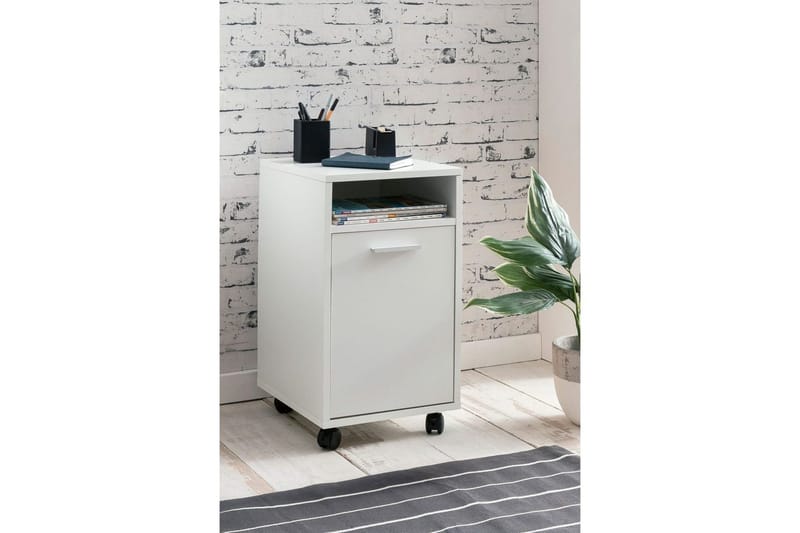 Rullkontejner Wohnling förvaringsbricka, 1 dörr, folierad spånskiva med hjul, modern stil Vit - Vit - Products - Förvaring - Förvaringsmöbler - Byrå - Hurts