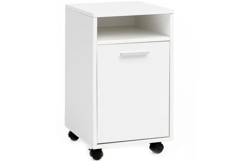 Rullkontejner Wohnling förvaringsbricka, 1 dörr, folierad spånskiva med hjul, modern stil Vit, Vit