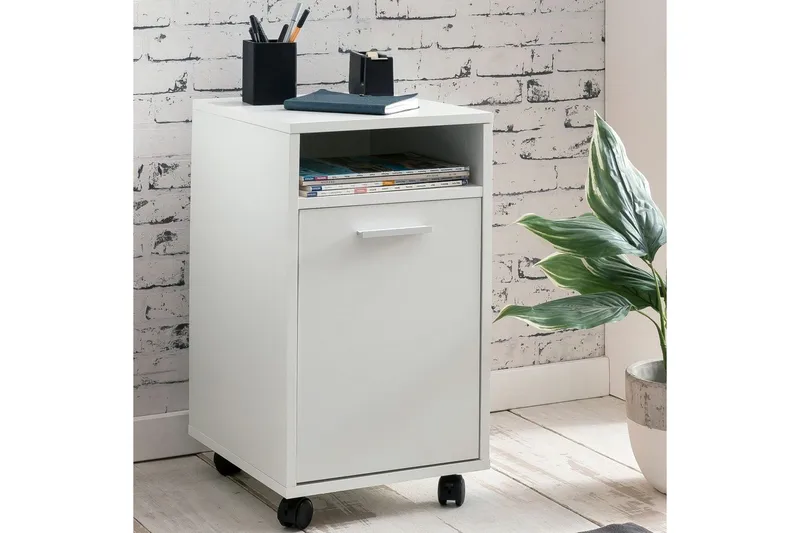 Rullkontejner Wohnling förvaringsbricka, 1 dörr, folierad spånskiva med hjul, modern stil Vit - Vit - Products - Förvaring - Förvaringsmöbler - Byrå - Hurts