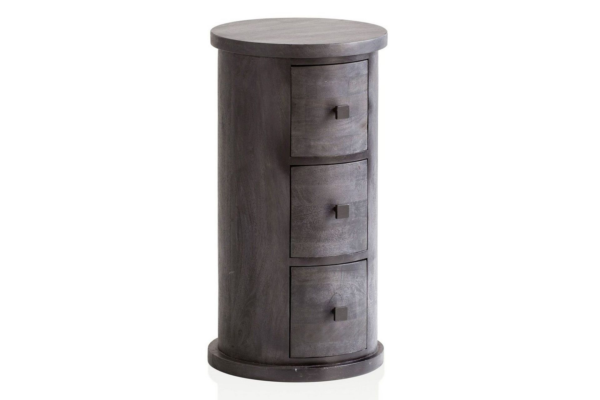 Sideboard Wohnling Runt massivt trä lantlig stil Svart, 3 lådor