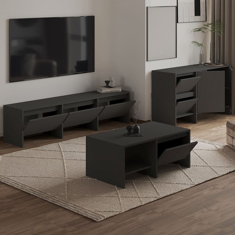 Crala Vardagsrumsmöbelset 160x40x35 cm - Antracit - Products - Förvaring - Förvaringsmöbler - Möbelset för vardagsrum