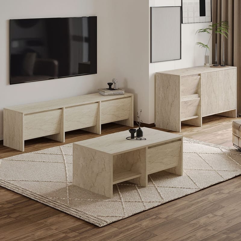 Crala Vardagsrumsmöbelset 160x40x35 cm - Travertin - Products - Förvaring - Förvaringsmöbler - Möbelset för vardagsrum