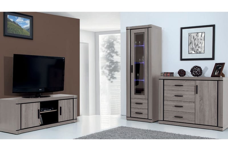 Dallas Vardagsrumsset LED-belysning - Ek - Products - Förvaring - Förvaringsmöbler - Möbelset för vardagsrum