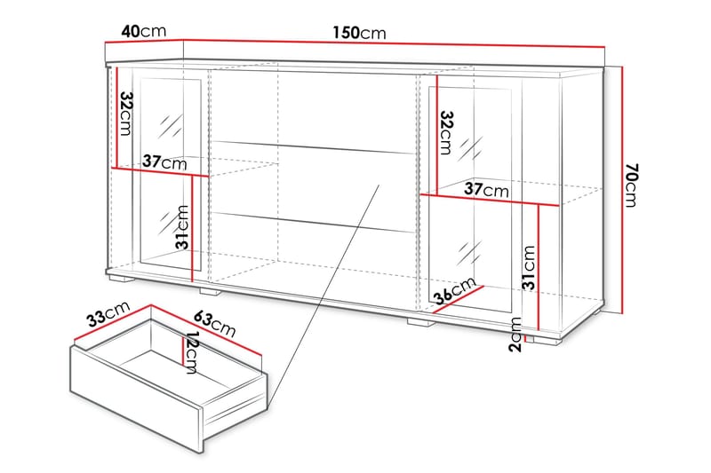 Gamal Skänk 150x40 cm - Brun/Svart - Products - Förvaring - Förvaringsmöbler - Sideboard & skänk