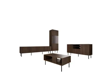 Hammarstrand TV Möbelset Vardagsrum - Valnöt / Svart / Ribbad Trä - Products - Förvaring - Förvaringsmöbler - Möbelset för vardagsrum