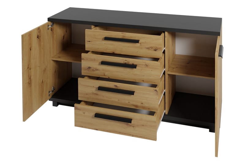 Ines Vardagsrumsset LED-belysning - Ek/Svart - Products - Förvaring - Förvaringsmöbler - Möbelset för vardagsrum