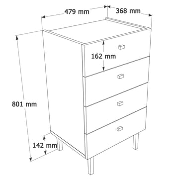 Kamulu Byrå 47,9x80,1x36,8 cm - Vit - Products - Förvaring - Förvaringsmöbler - Byrå