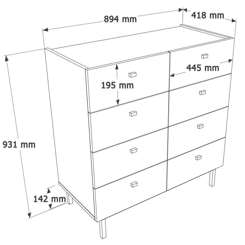 Kamulu Byrå 89,4x93,1x41,8 cm - sandek - Products - Förvaring - Förvaringsmöbler - Byrå