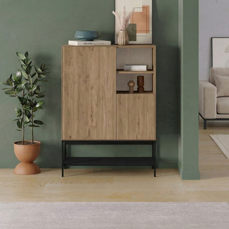 Kenvor Sideboard 90x125x40 cm - naturlig ek trä svart svart - Products - Förvaring - Förvaringsmöbler - Sideboard & skänk